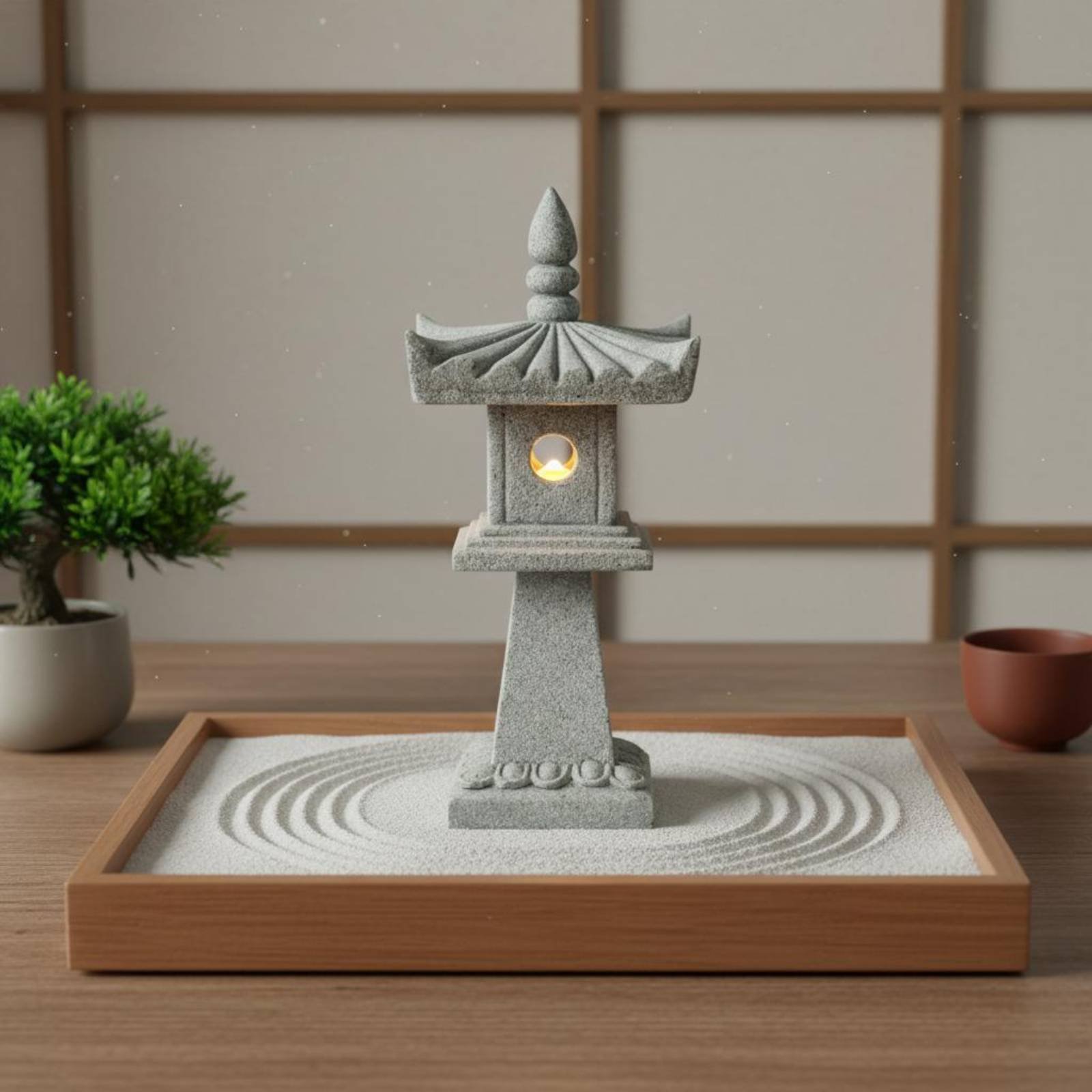 Bonsai Garden Ornaments - Miniature Stone Lantern Antique Finish Bonsai