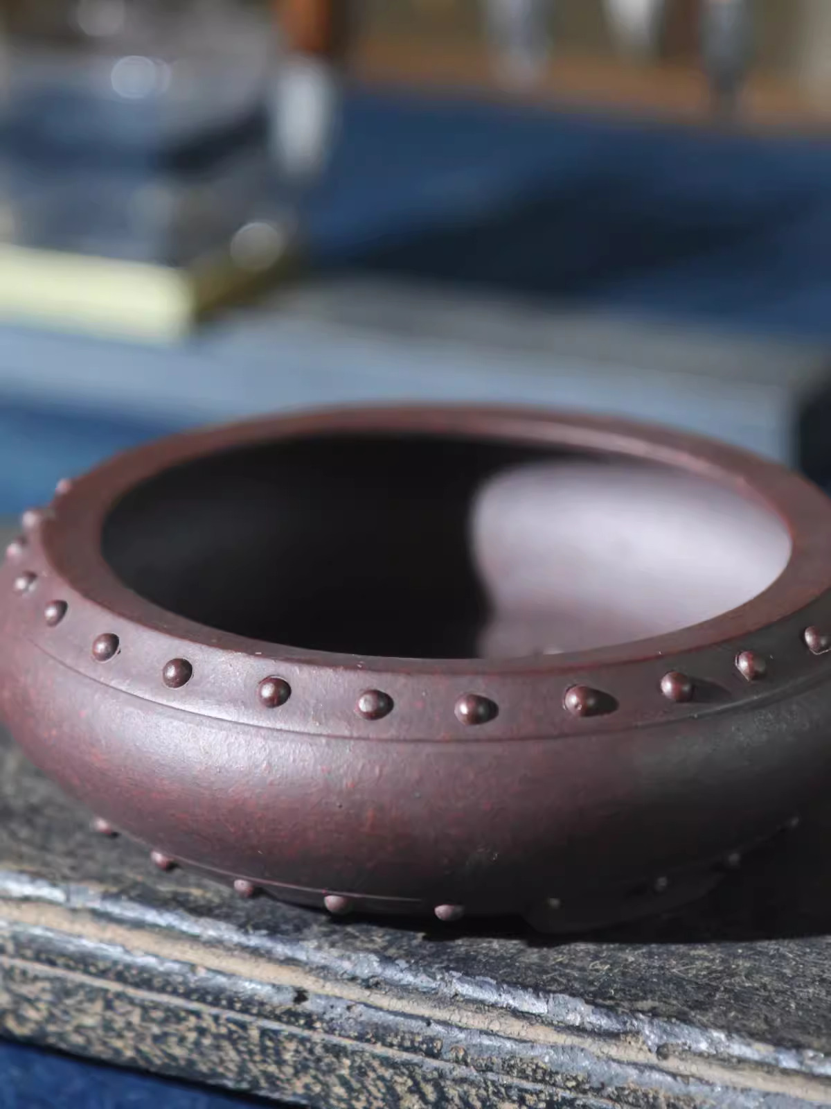 Mini Bonsai Zen Garden - Ceramic Circle Bonsai Pot, Made by
