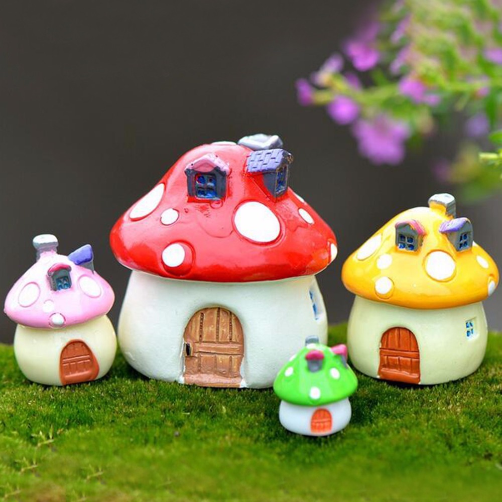 Bonsai Garden World - Colorful Garden Mushroom House Decoration Miniacture