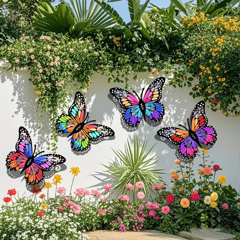 4pcs Colorful metal butterfly  - Bonsai Garden Ornaments review and price