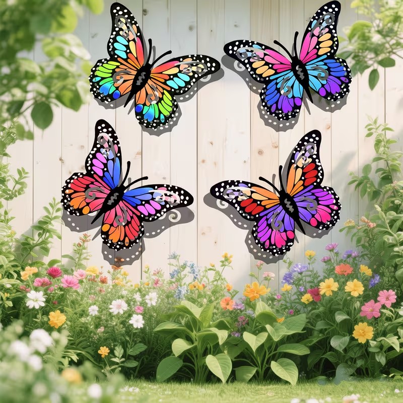 4pcs Colorful metal butterfly  - Bonsai Garden Ornaments review and price