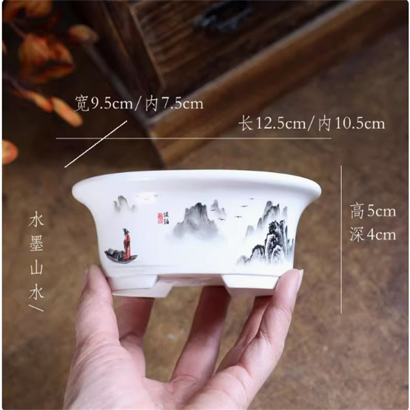 Porcelain White Oval Bonsai Po - Bonsai Garden Desk review and price