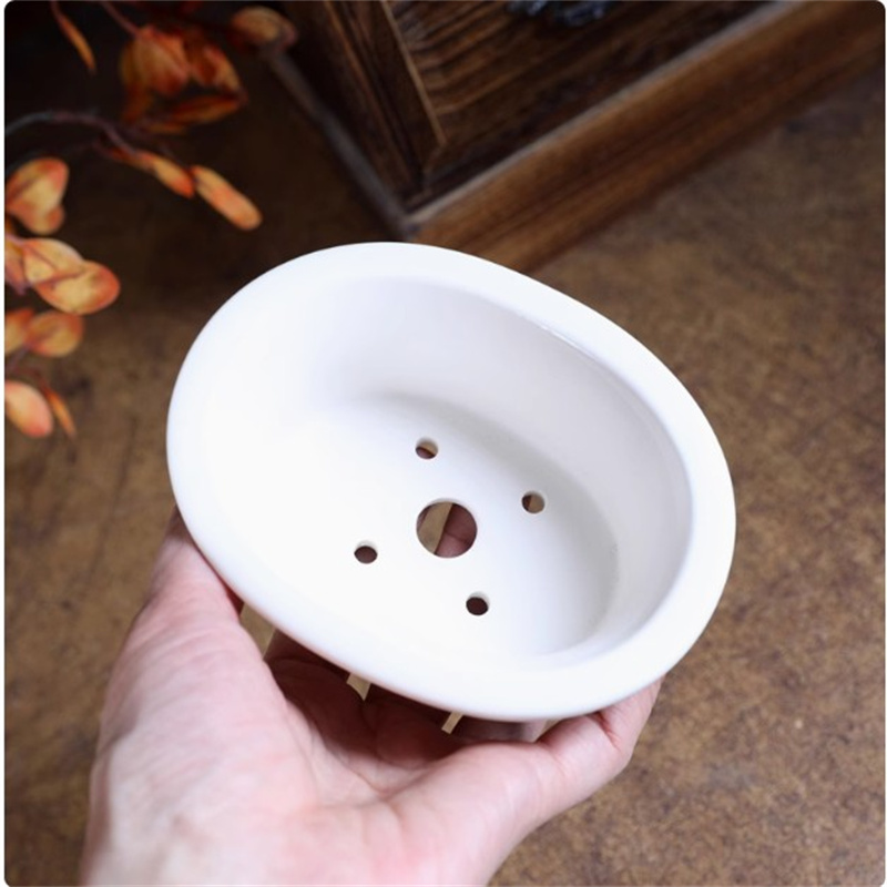 Porcelain White Oval Bonsai Po - Bonsai Garden Desk review and price