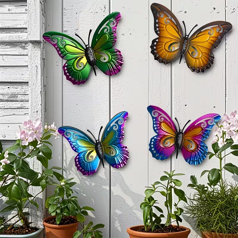 4pcs Colorful metal butterfly  - Bonsai Garden Ornaments review and price