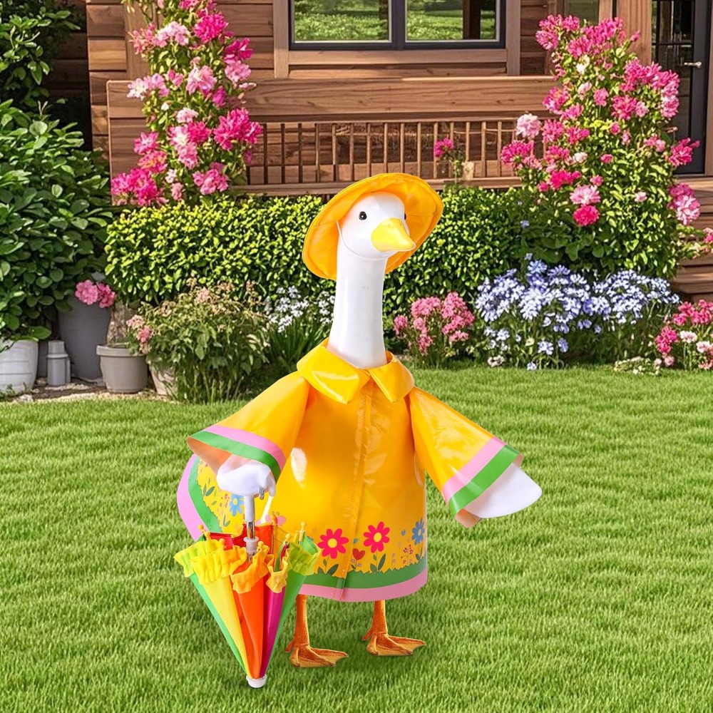 Cute Porch Goose Raincoat Outf - Bonsai Garden Ornaments review and price