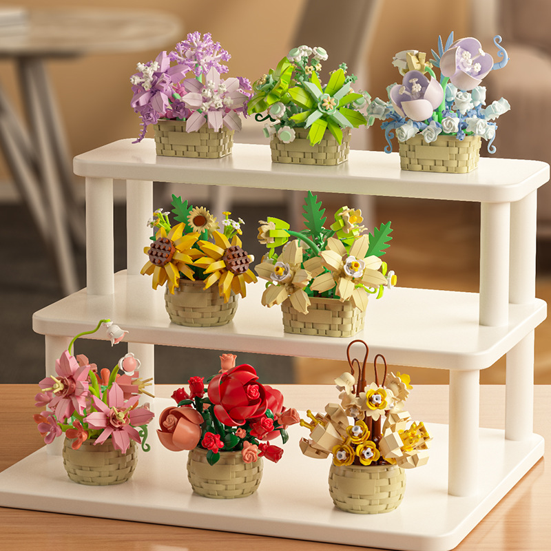 DIY MOC Potted Rose Sunflower  - Bonsai Garden Lego Set review and price