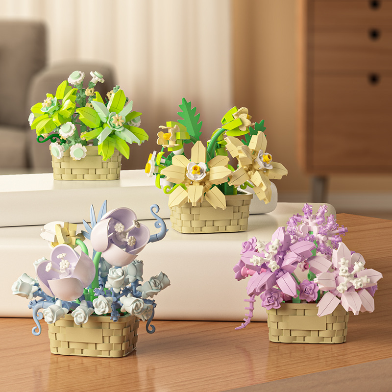 DIY MOC Potted Rose Sunflower  - Bonsai Garden Lego Set review and price