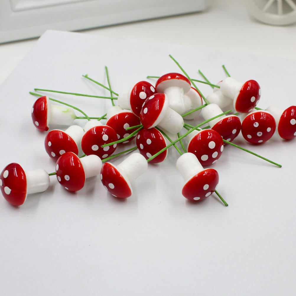100Pcs Red Simulated Mushroom  - Bonsai Garden World review and price