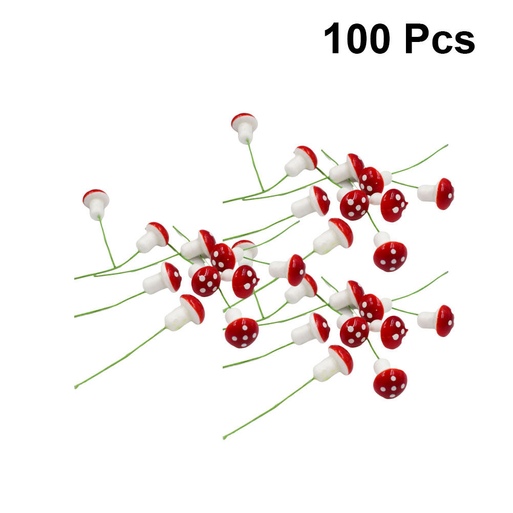100Pcs Red Simulated Mushroom  - Bonsai Garden World review and price